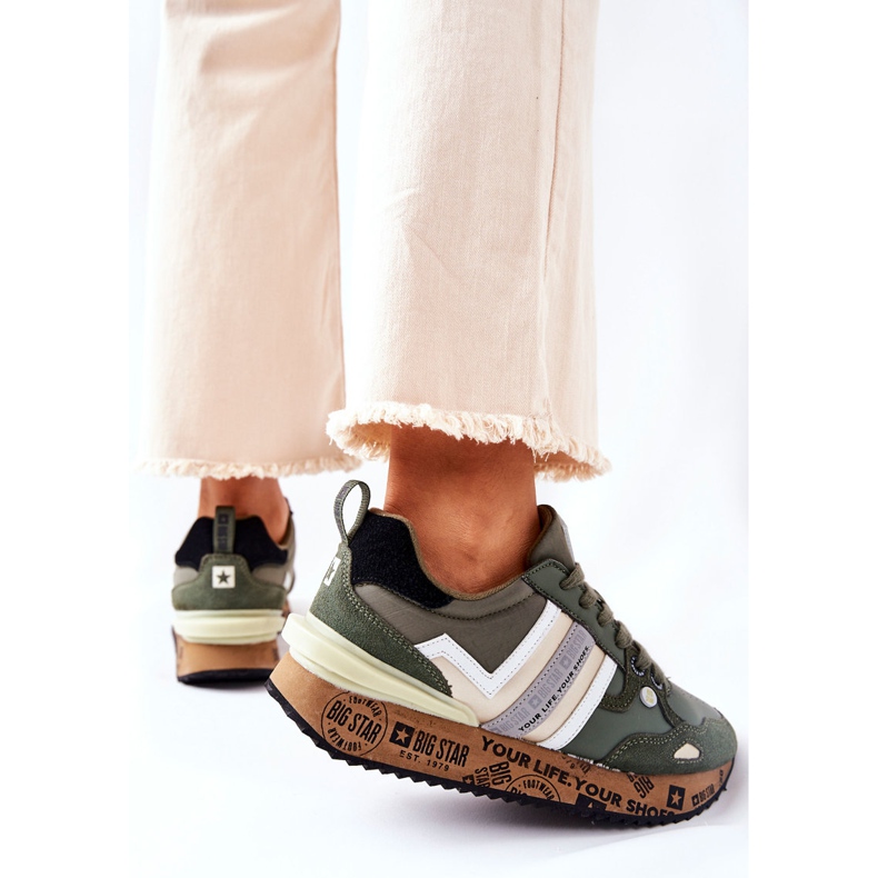 Naisten urheilukengät Big Star II274299 Khaki vihreä 1