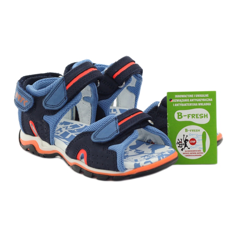 Bartek Merivoimien poikien nahkaiset sandaalit sininen 4
