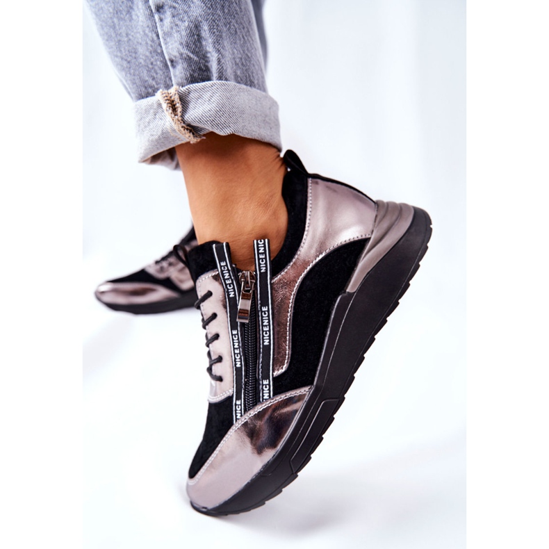 POTOCKI Nahka Urheilujalkineet Lenkkarit Musta Hopea Minor 1