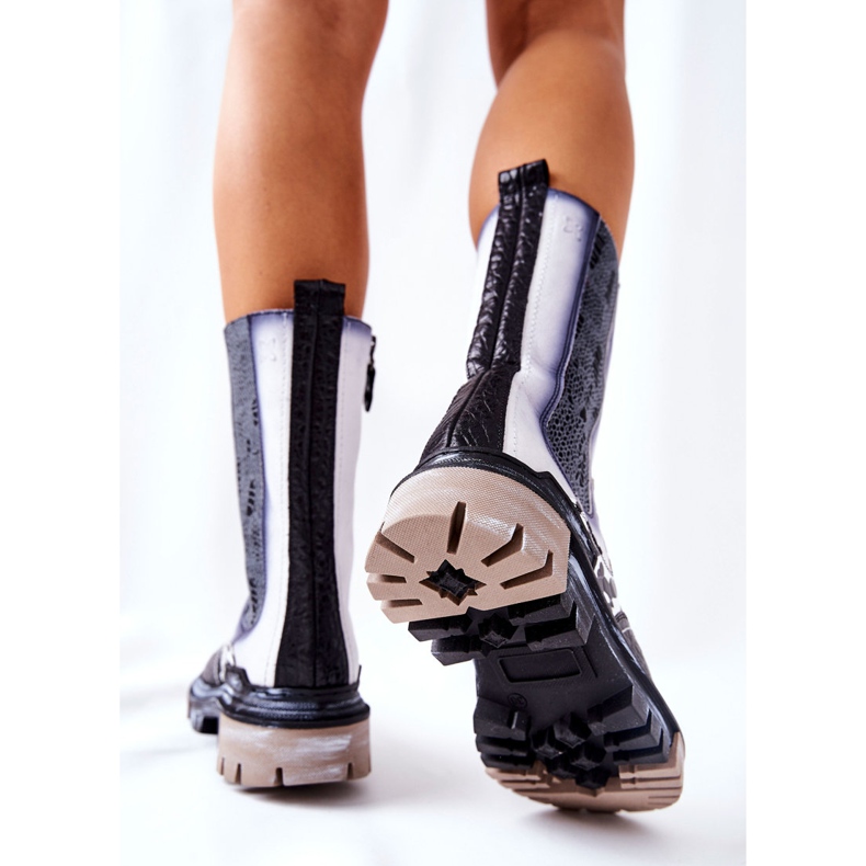 Korkeat Maciejka-nahkakengät musta-valkoinen 05141-11 1