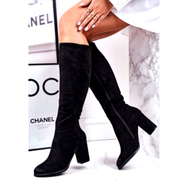 S.Barski Naisten saappaat kantapäällä Mokkanahka musta monta kertaa 3