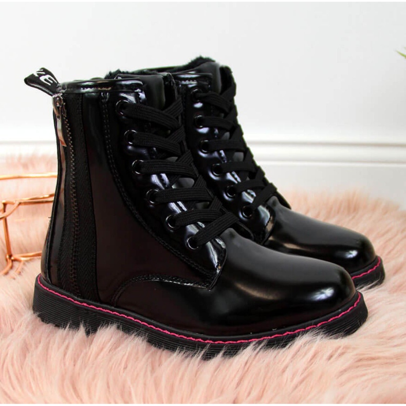 Eristetyt lakatut saappaat Jr EVE327A musta valkoinen 1