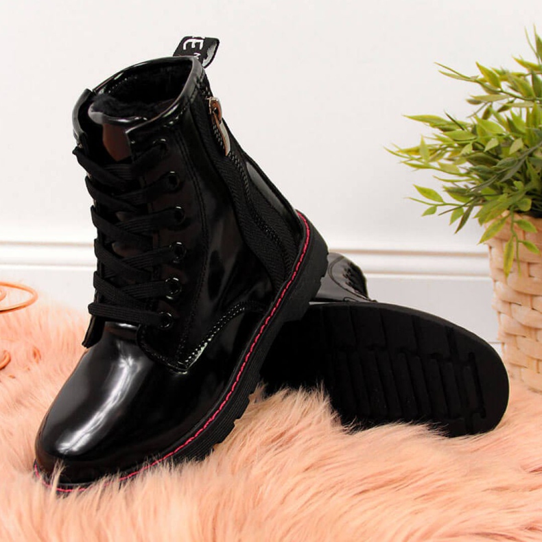 Eristetyt lakatut saappaat Jr EVE327A musta valkoinen 2