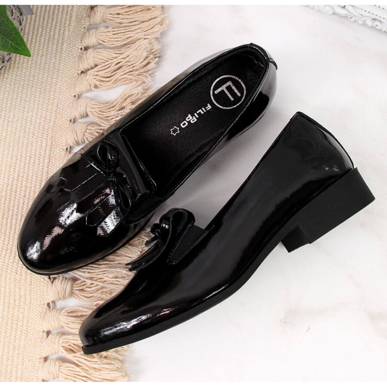 Lakatut kengät Filippo W PAW290 musta beige valkoinen 1