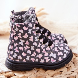 PE1 Nahkasaappaat, lämmitetty harmaalla villalla ja Amy -perhosilla 2