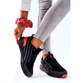 Nahkaiset urheilukengät Big Star II274460 Musta punainen 2