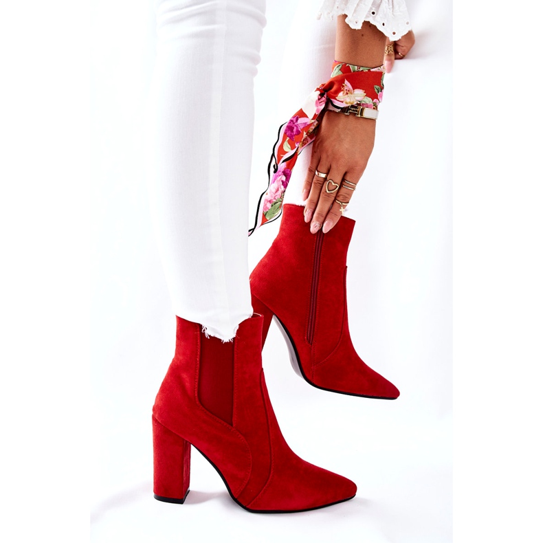 PG1 Naisten mokkanahkakengät kantapäässä Punainen Kastren 3