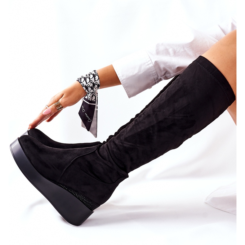 Mokkanahkaiset kiilakengät S.Barski Musta Celina 5