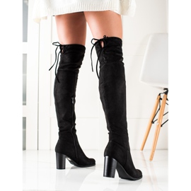 TRENDI Korkeakorkoiset reisi-korkeat saappaat musta 1