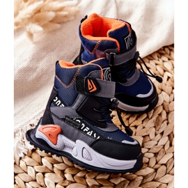 PJ2 Lämmin saappaat Velcro Navy Blue-Grey Darel musta tummansininen oranssi 2
