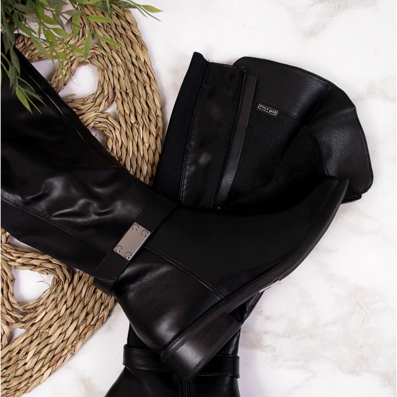 Mustat saappaat, joissa on joustava Filippo W PAW283 2