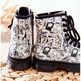 FR1 Lasten mustavalkoiset Dexie -lämpimät saappaat vetoketjulla valkoinen 2