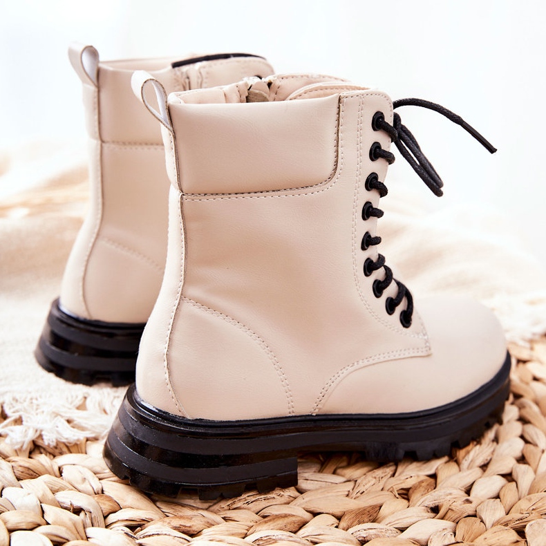 FR1 Klassiset lasten beige Clarika -saappaat vetoketjulla 1