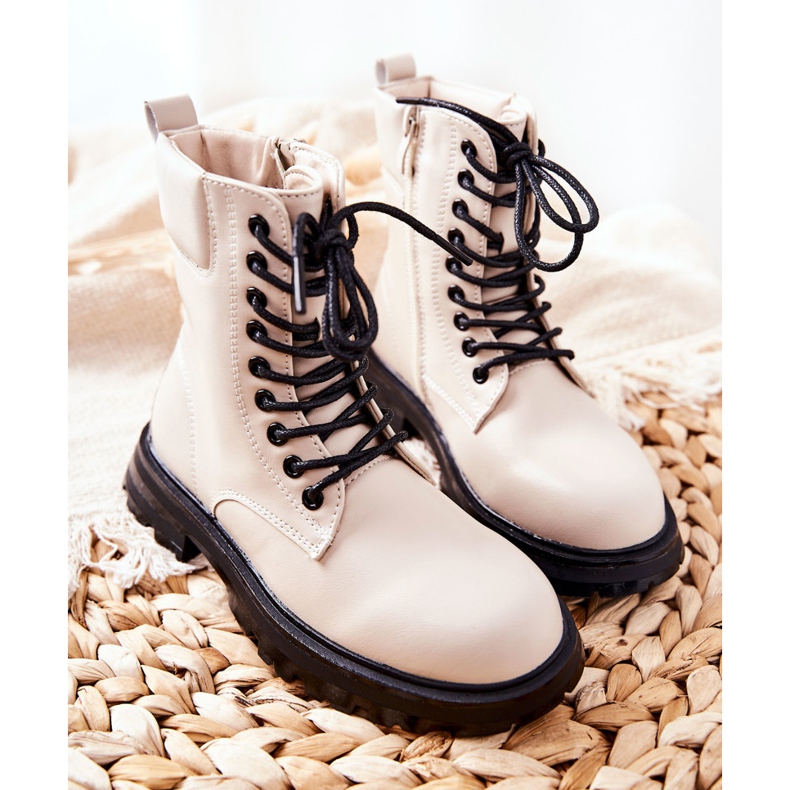 FR1 Klassiset lasten beige Clarika -saappaat vetoketjulla 2