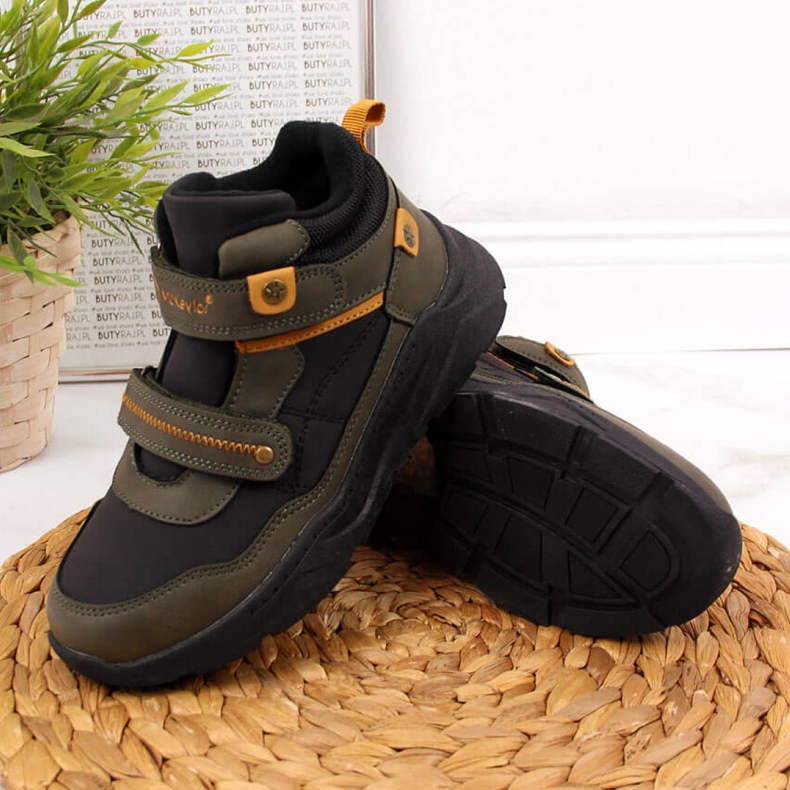 Velcro -eristetyt saappaat McKeylor Jr JAN59B khaki valkoinen vihreä 1