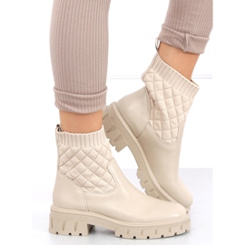 Saappaat, joissa tikattu yläosa Elin Beige 2