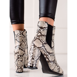 Marquiz Tyylikkäät Snake Print Bootiesit beige 1