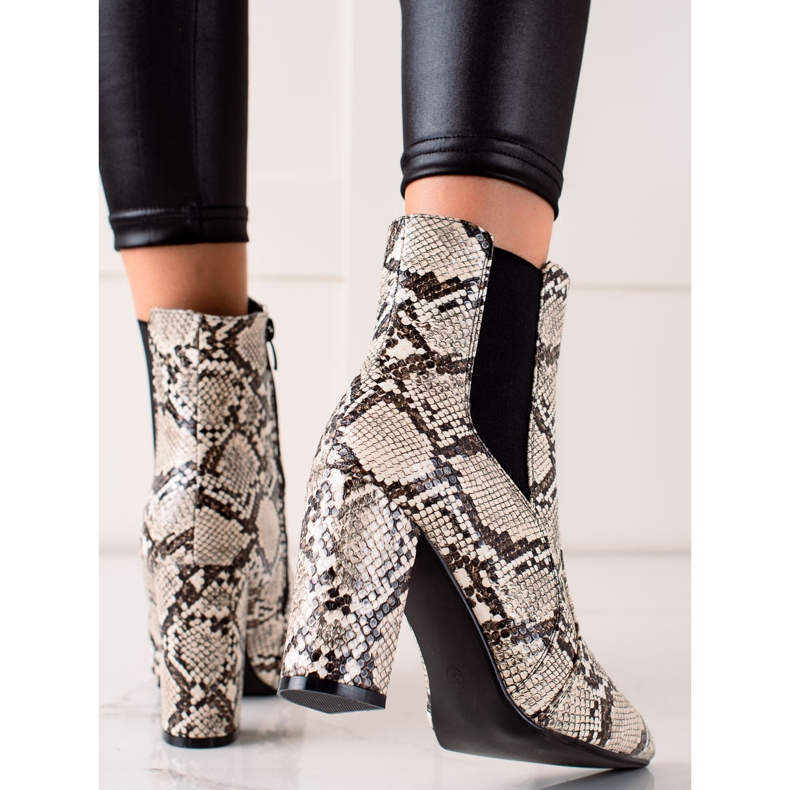 Marquiz Tyylikkäät Snake Print Bootiesit beige 1