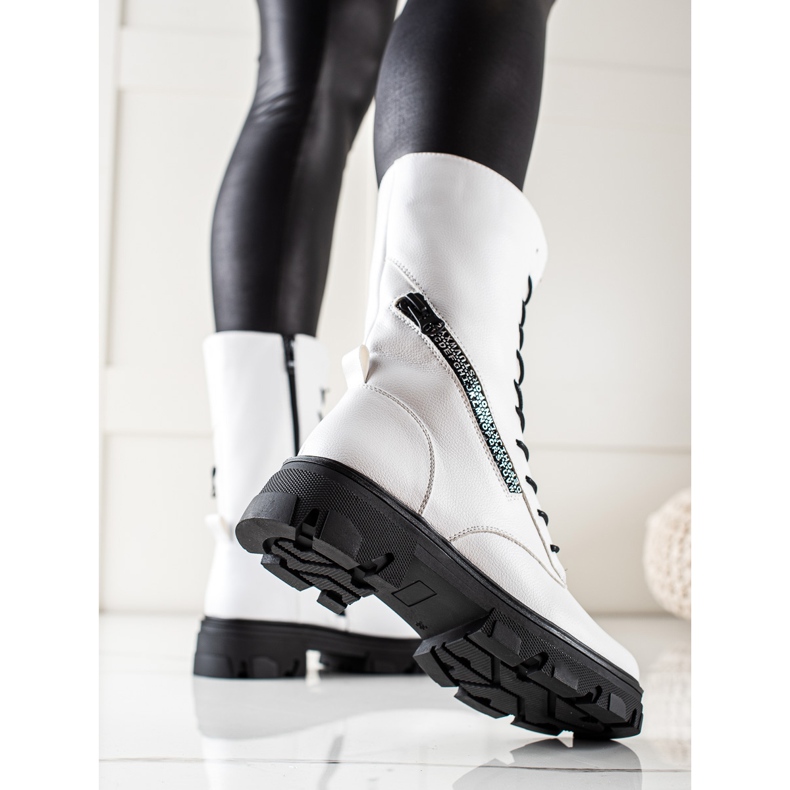 Sergio Leonen saappaat koristeellisella vetoketjulla valkoinen 1