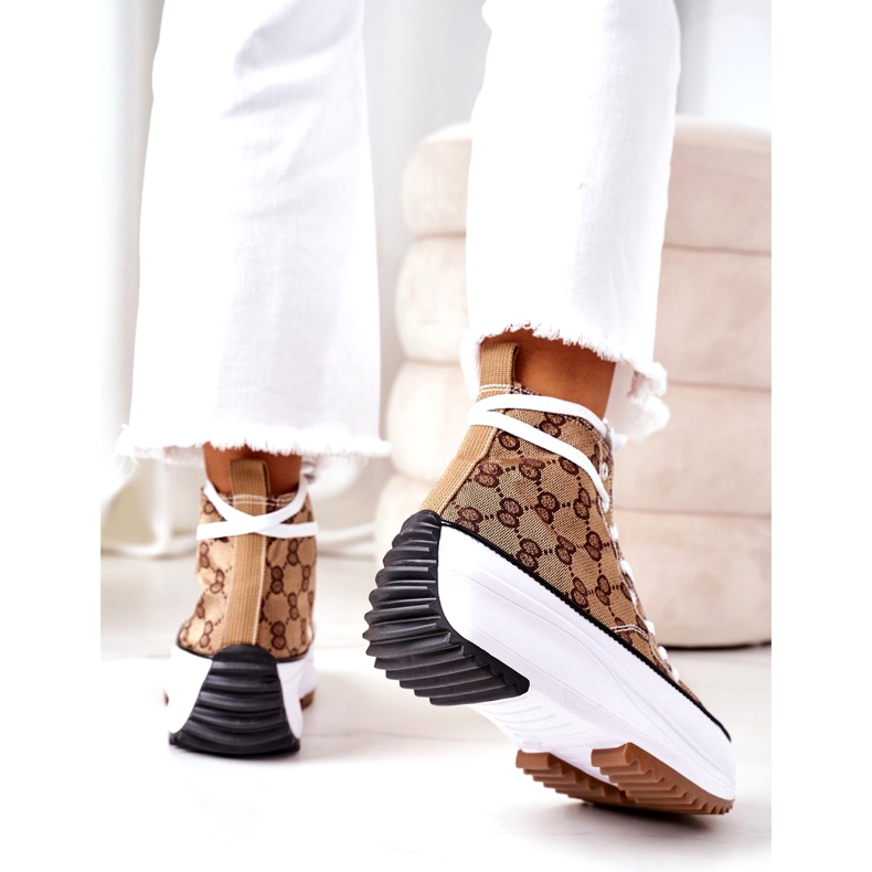 FJ1 Kirjautuneet lenkkarit Electric Love Brown -alustalla valkoinen ruskea 2