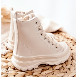 FR1 Lasten nahka lämmin lenkkarit vaalea beige Bomi 2