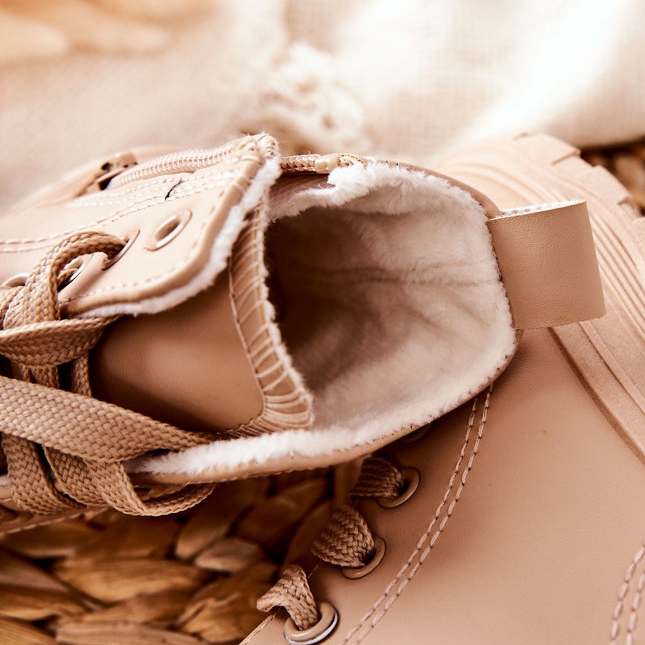 FR1 Lasten nahka lämmin lenkkarit Beige Bomi 1