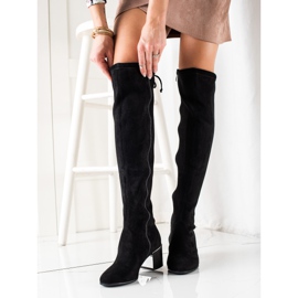 Goodin Tyylikkäät korkeakorkoiset reisi-korkeat saappaat musta 1