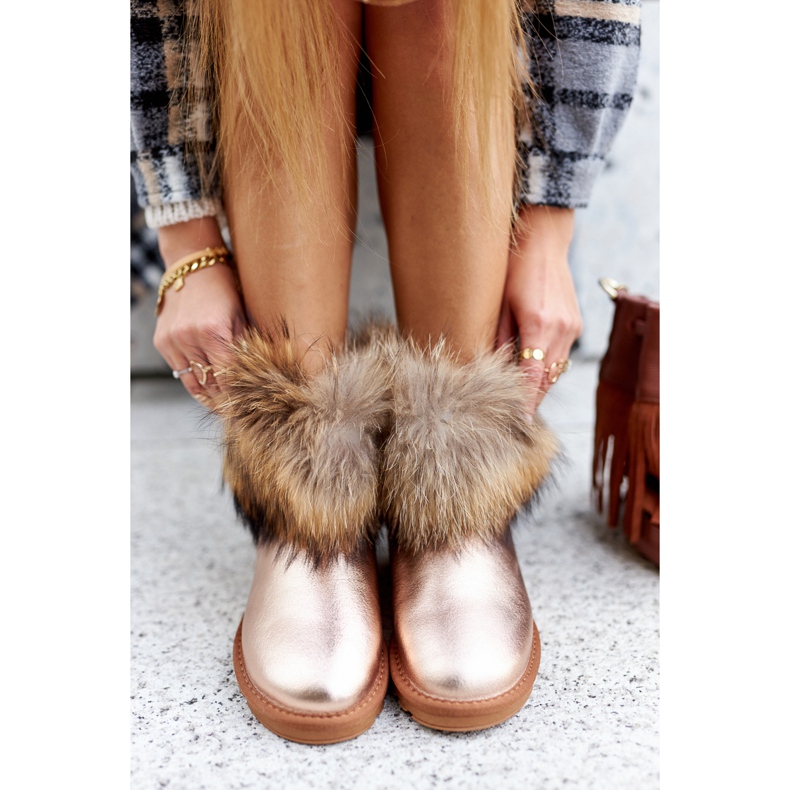 HAN Naisten nahkasaappaat turkis samppanja Snow Fox vaaleanpunainen 2