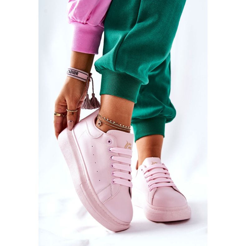 Nahkaiset urheilukengät vaaleanpunaisella Lemmy -alustalla vaaleanpunainen 2