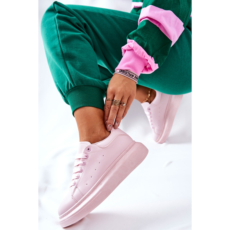 Nahkaiset urheilukengät vaaleanpunaisella Lemmy -alustalla vaaleanpunainen 1