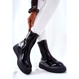 PS1 Korkeat lakatut saappaat Black Sereia -alustalla musta 2