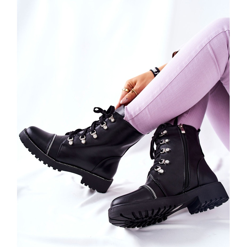 PG1 Klassiset mustat Daiane Sidotut nahkasaappaat 1