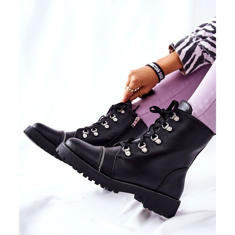 PG1 Klassiset mustat Daiane Sidotut nahkasaappaat 2