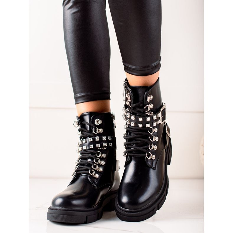 TRENDI Tyylikkäitä työntekijöitä tekojalokivillä musta 2