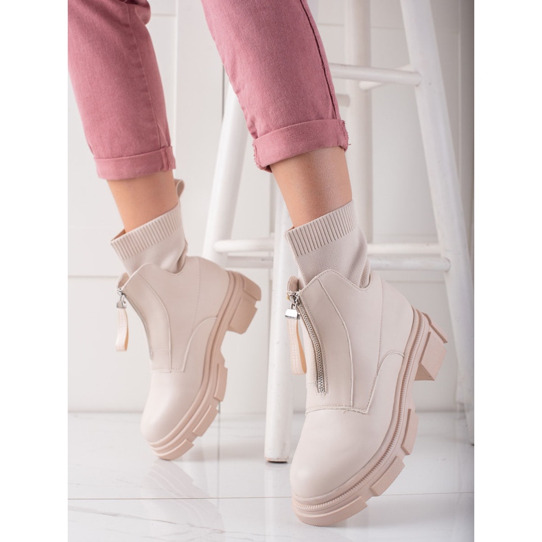 Bestelle Slip-on työntekijät vetoketjulla beige 1