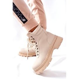 Ideal Shoes Timberki Saappaat Traperki Beżowe Mustgrow beige 3