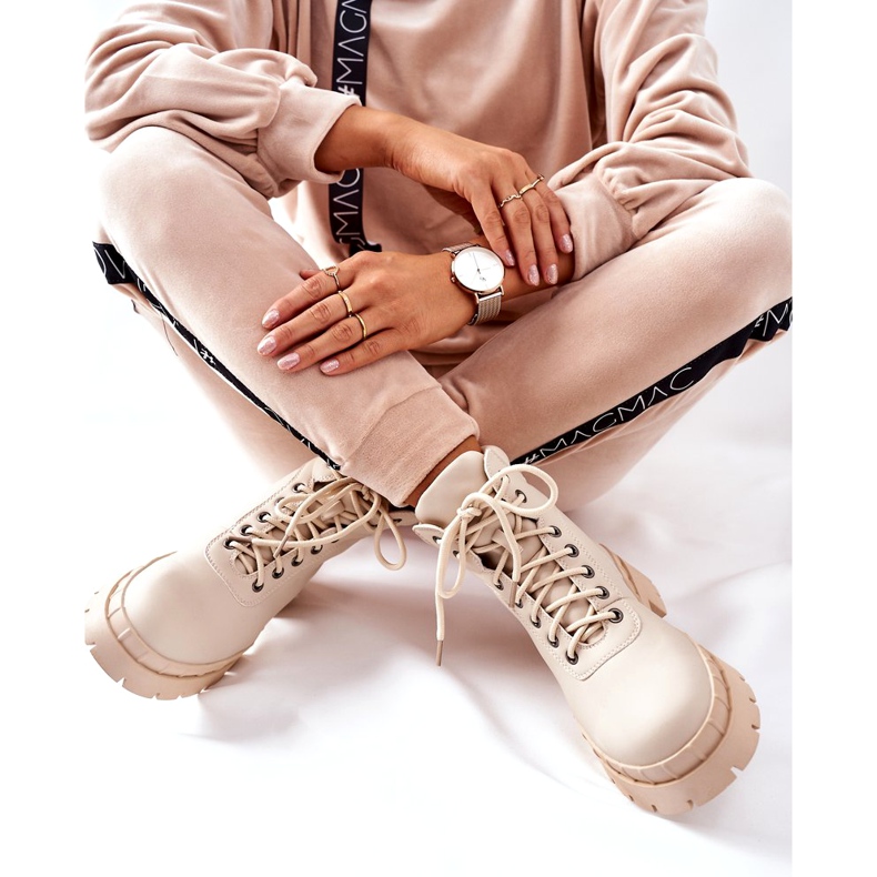 Ideal Shoes Timberki Saappaat Traperki Beżowe Mustgrow beige 5