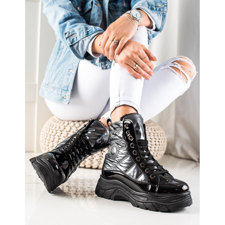 TRENDI Muoti tikatut ansat musta hopea 1