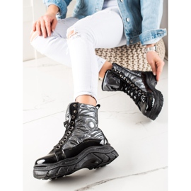 TRENDI Muoti tikatut ansat musta hopea 2