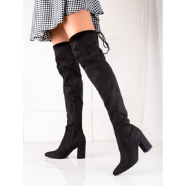 Kayla mokkanahkaiset korkeat saappaat musta 1