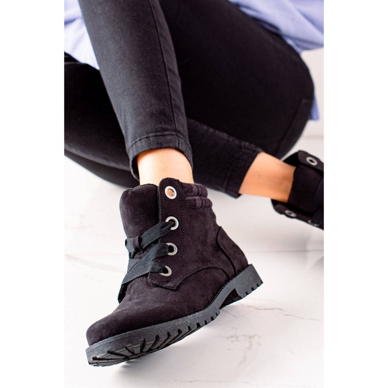 TRENDI Suede Traper-saappaat musta 1