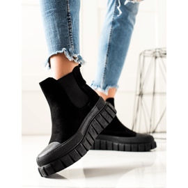 TRENDI Tyylikkäät Chelsea-saappaat alustalla musta 1