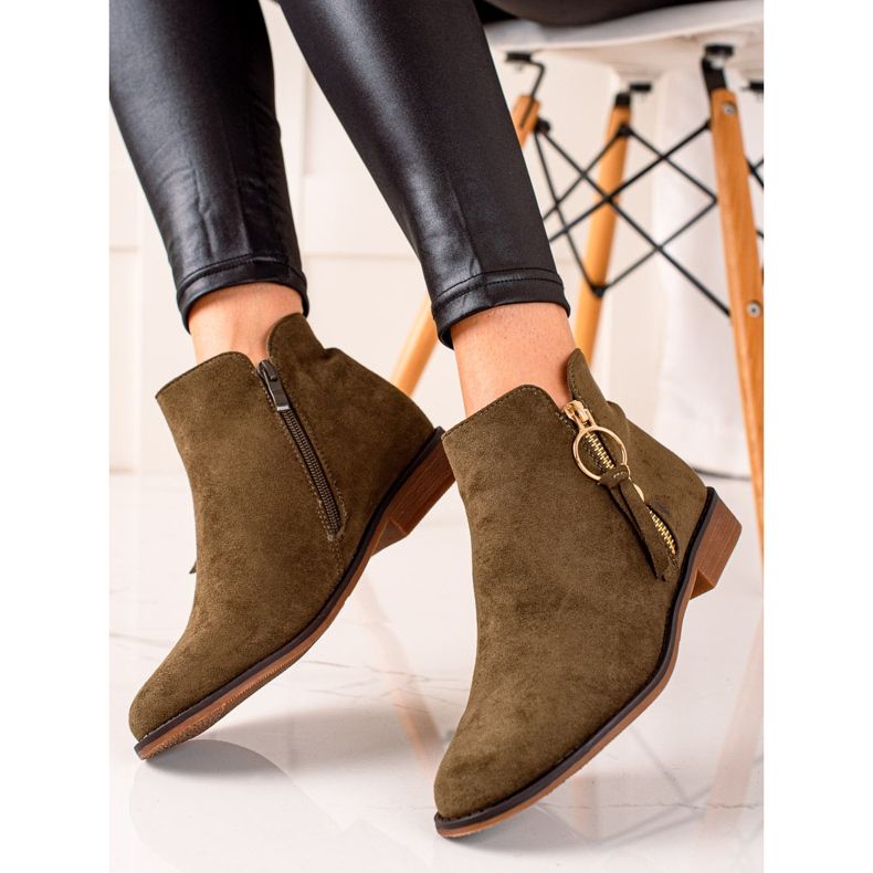 Super Me Saappaat Kultaisella vetoketjulla vihreä 1