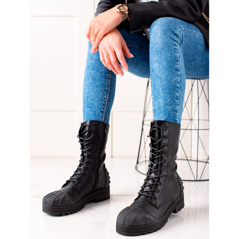 Seastar Korkeat nauhasaappaat musta 2