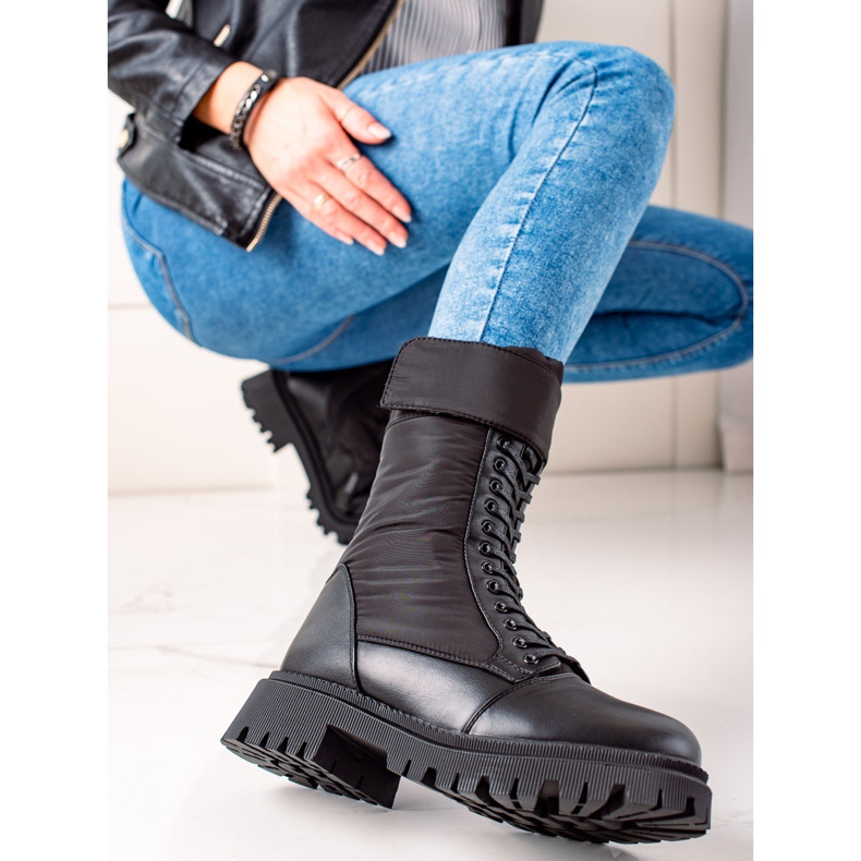 Weide Nauhat korkeat saappaat musta 2