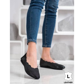 Filippo Tyylikkäät nahkaiset ballerinat musta 1