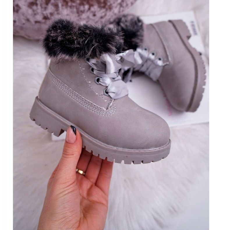 FRROCK Lasten saappaat, jotka on lämmitetty turkisilla harmailla Tesoro -ansastajilla harmaa 2