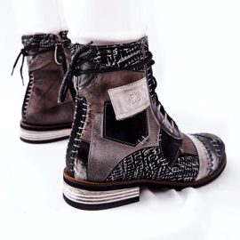 Maciejka harmaa nahka Jodhpur saappaat 05095-03 musta 2