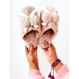 Turkistossut, joissa pompoms beige-pamppies 1