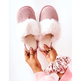 Lämpimät tossut turkisella Pink Flamarin beige vaaleanpunainen 1